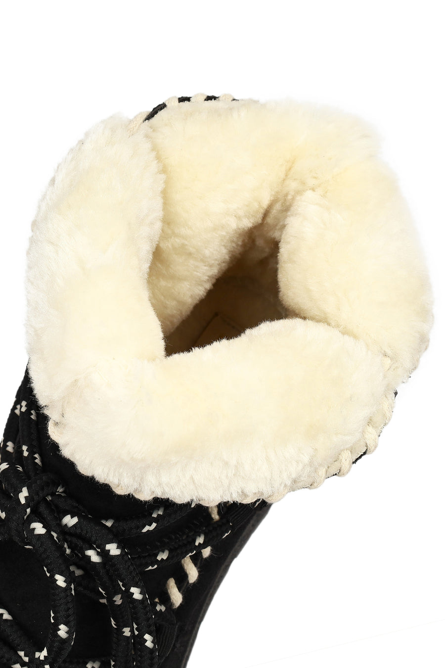 Women's Black Lace-Up Chunky Sole Suede Teddy Boots