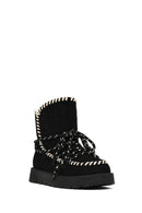Women's Black Lace-Up Chunky Sole Suede Teddy Boots | Derimod