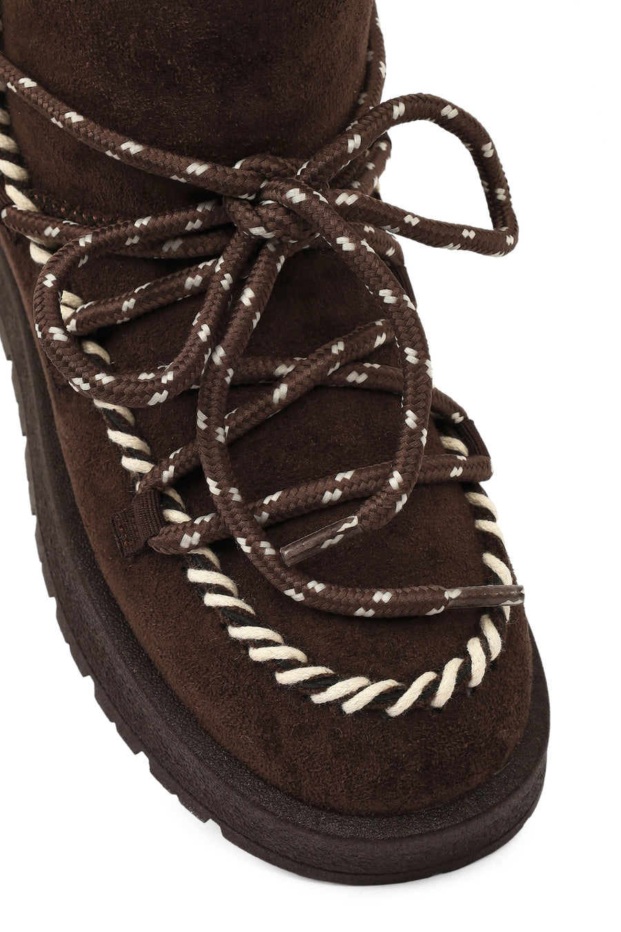 Women's Brown Lace-up Chunky Sole Suede Teddy Boots