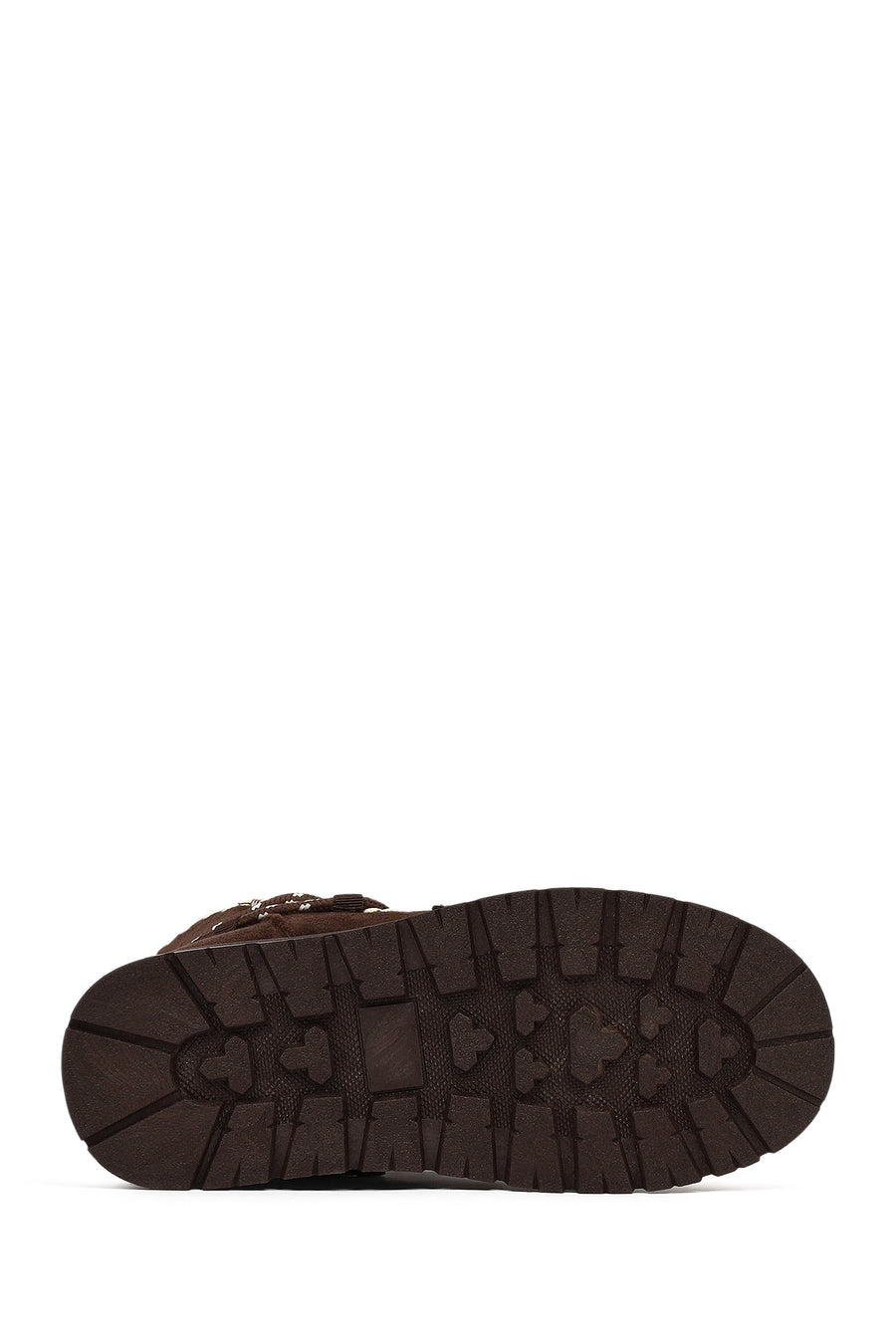 Women's Brown Lace-up Chunky Sole Suede Teddy Boots