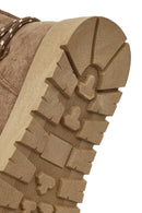 Women's Mink Lace-up Chunky Sole Suede Teddy Boots | Derimod