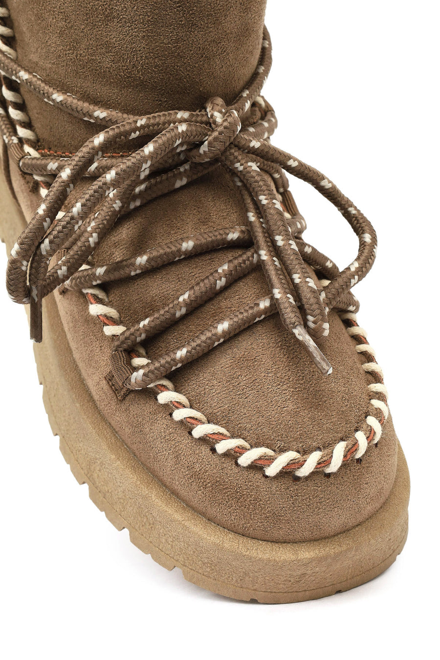 Women's Mink Lace-up Chunky Sole Suede Teddy Boots