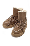 Women's Mink Lace-up Chunky Sole Suede Teddy Boots | Derimod