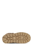 Women's Mink Lace-up Chunky Sole Suede Teddy Boots | Derimod