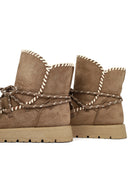 Women's Mink Lace-up Chunky Sole Suede Teddy Boots | Derimod
