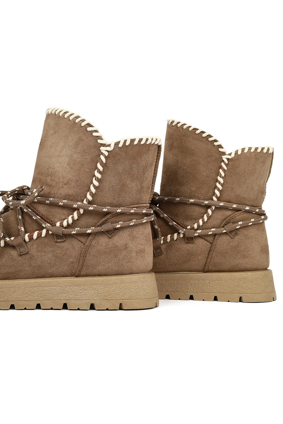 Women's Mink Lace-up Chunky Sole Suede Teddy Boots