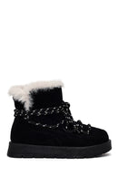 Women's Black Lace-Up Chunky Sole Suede Teddy Boots | Derimod