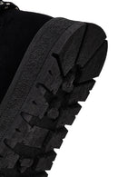 Women's Black Lace-Up Chunky Sole Suede Teddy Boots | Derimod