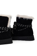 Women's Black Lace-Up Chunky Sole Suede Teddy Boots | Derimod