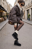 Women's Black Lace-Up Chunky Sole Suede Teddy Boots | Derimod
