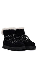 Women's Black Lace-Up Chunky Sole Suede Teddy Boots | Derimod