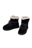 Women's Black Lace-Up Chunky Sole Suede Teddy Boots | Derimod