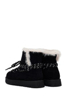 Women's Black Lace-Up Chunky Sole Suede Teddy Boots | Derimod