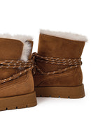 Women's Tan Lace-Up Chunky Sole Suede Teddy Boots | Derimod
