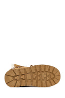 Women's Tan Lace-Up Chunky Sole Suede Teddy Boots | Derimod