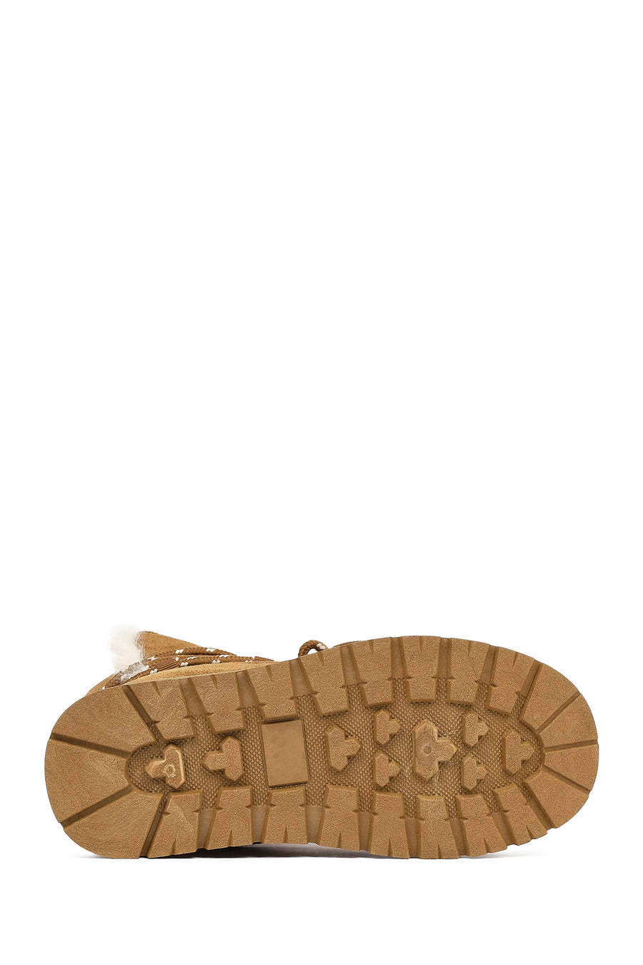 Women's Tan Lace-Up Chunky Sole Suede Teddy Boots