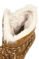 Women's Tan Lace-Up Chunky Sole Suede Teddy Boots | Derimod