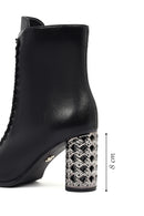 Women's Black Lace-Up Zippered Thick Heeled Boots | Derimod