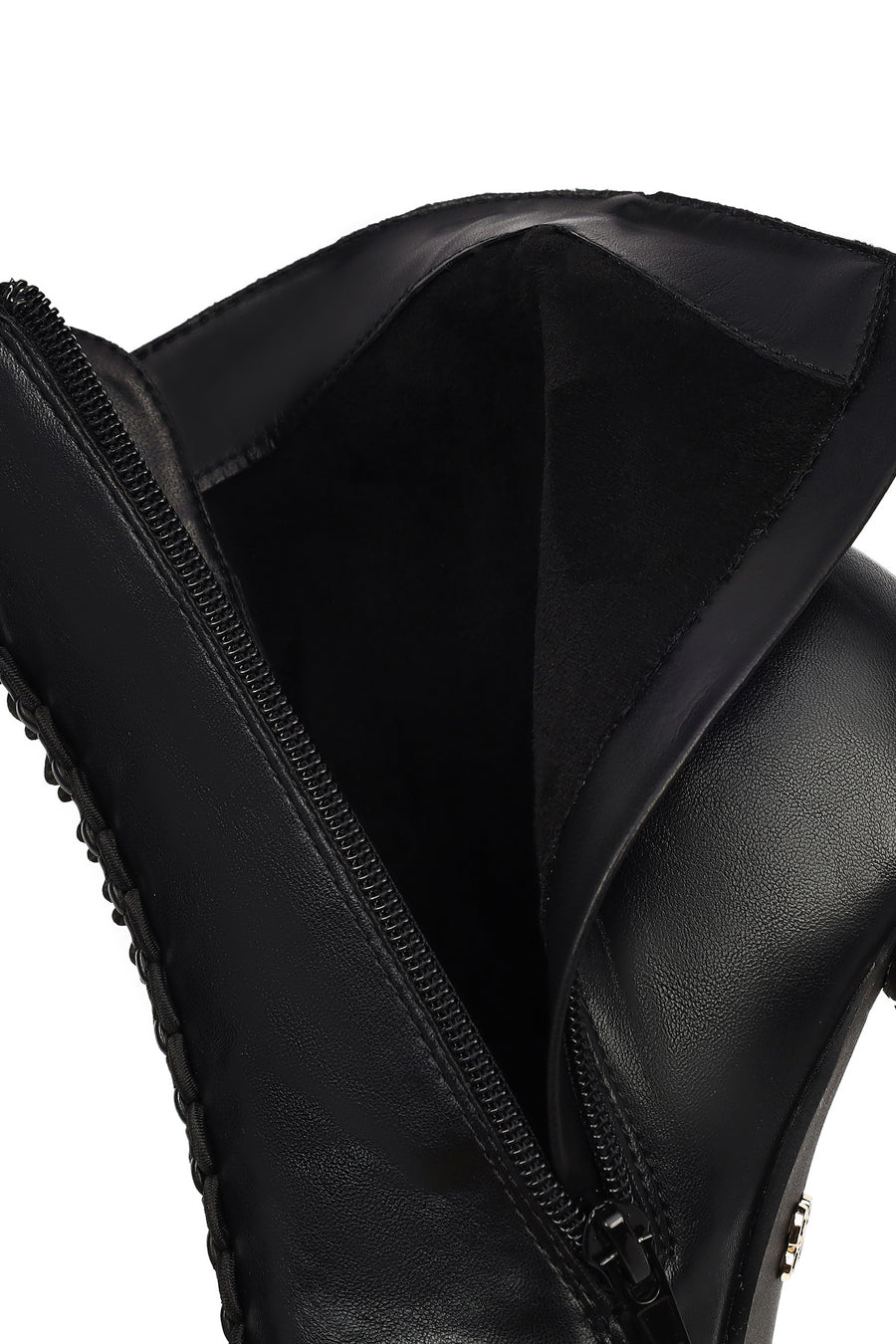 Women's Black Lace-Up Zippered Thick Heeled Boots