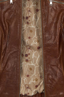Brazil Woman Whisky Mandarin Collar Short Leather Jacket | Derimod
