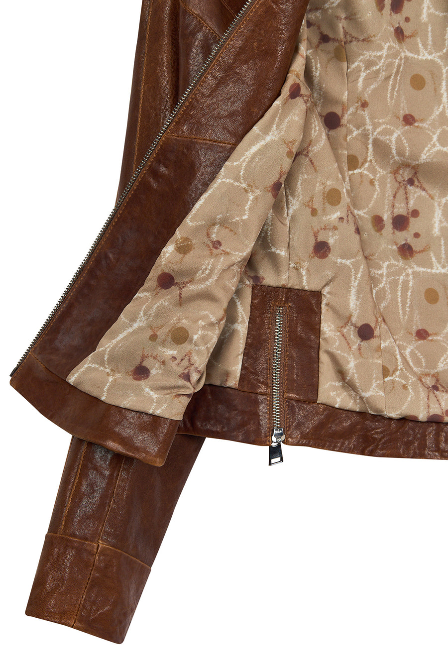 Brazil Woman Whisky Mandarin Collar Short Leather Jacket