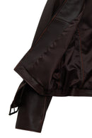 Love Women's Brown Shirt Collar Vintage Oversize Leather Jacket | Derimod
