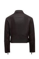 Love Women's Brown Shirt Collar Vintage Oversize Leather Jacket | Derimod
