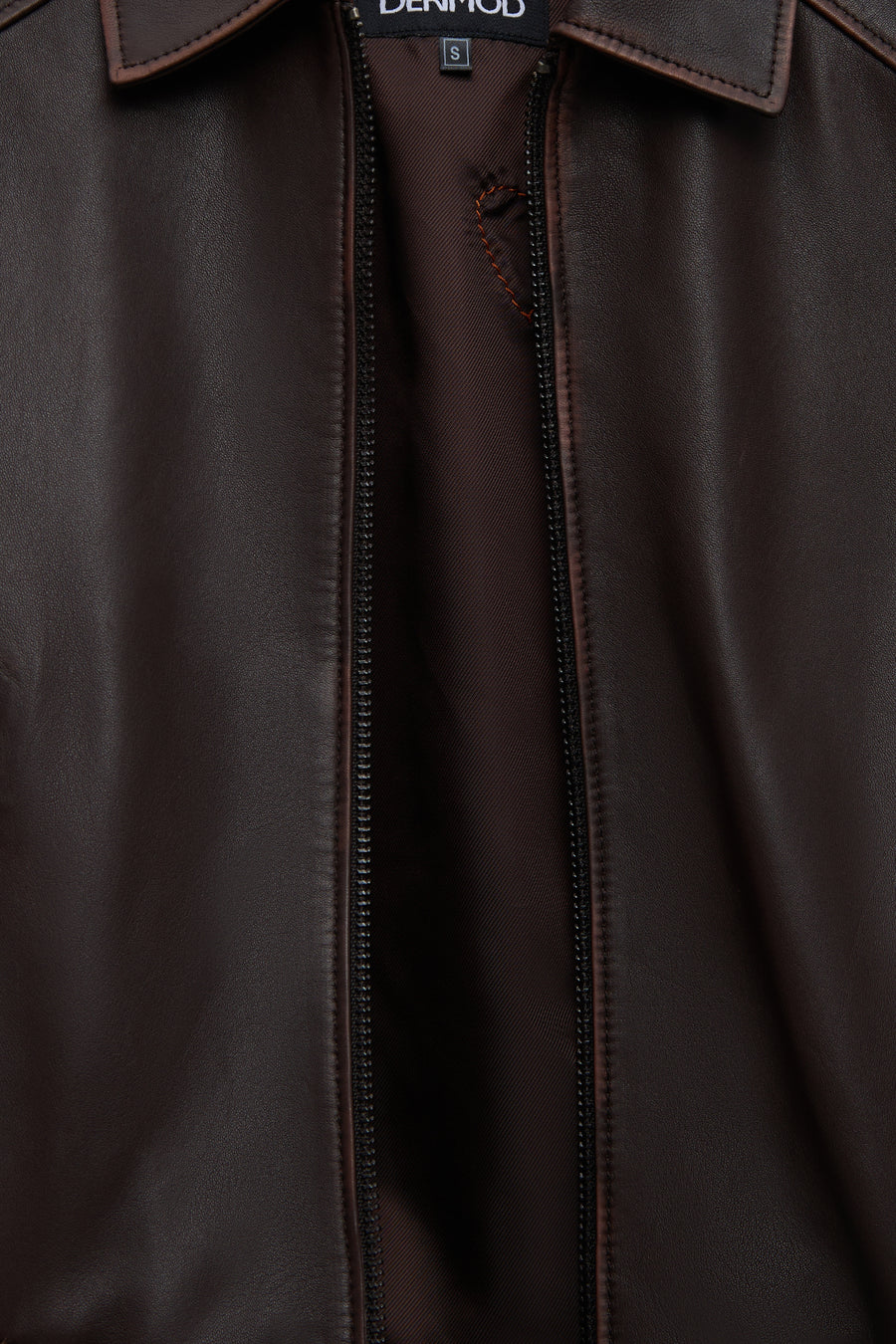Love Women's Brown Shirt Collar Vintage Oversize Leather Jacket