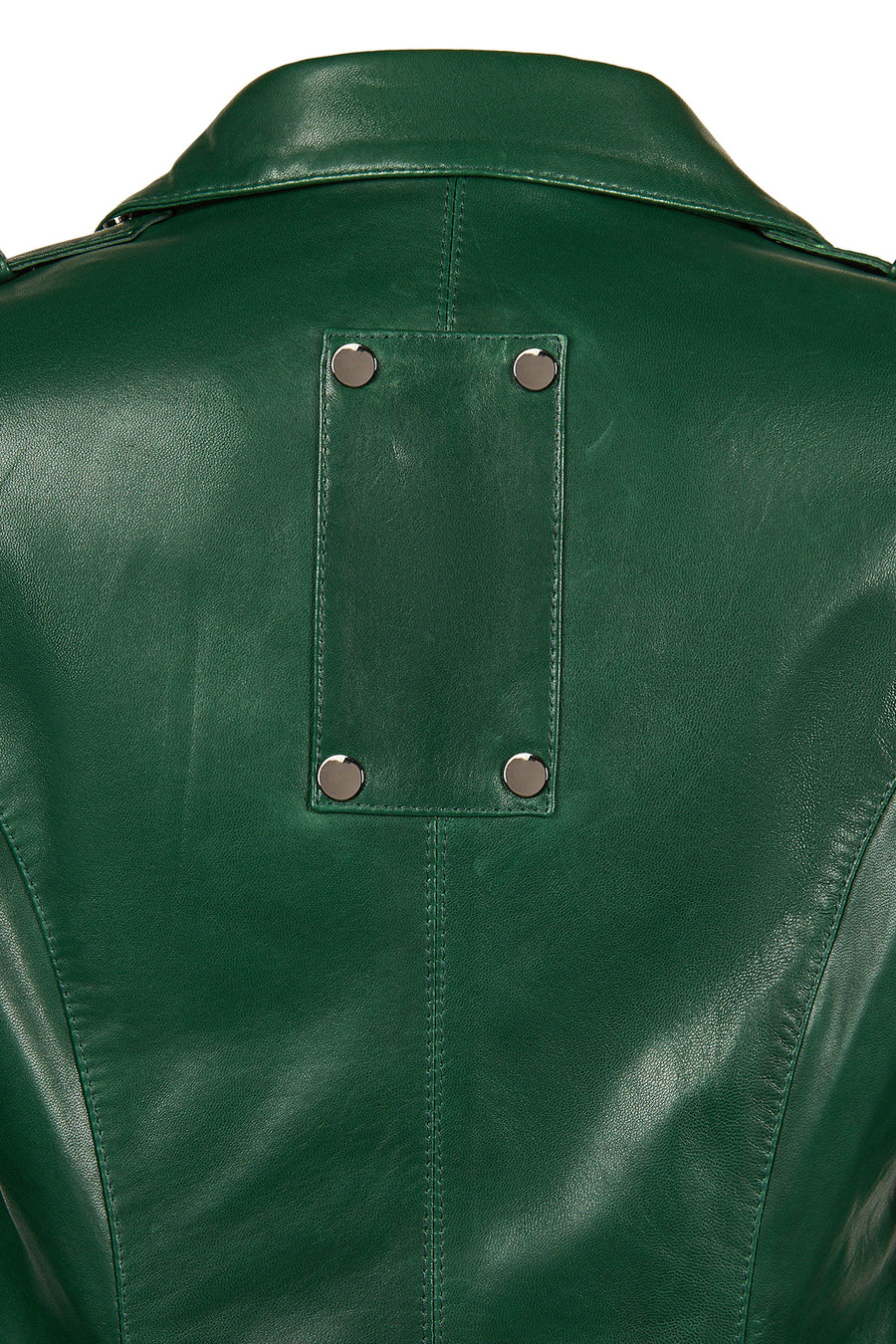 Roma Woman Green Short Biker Leather Jacket