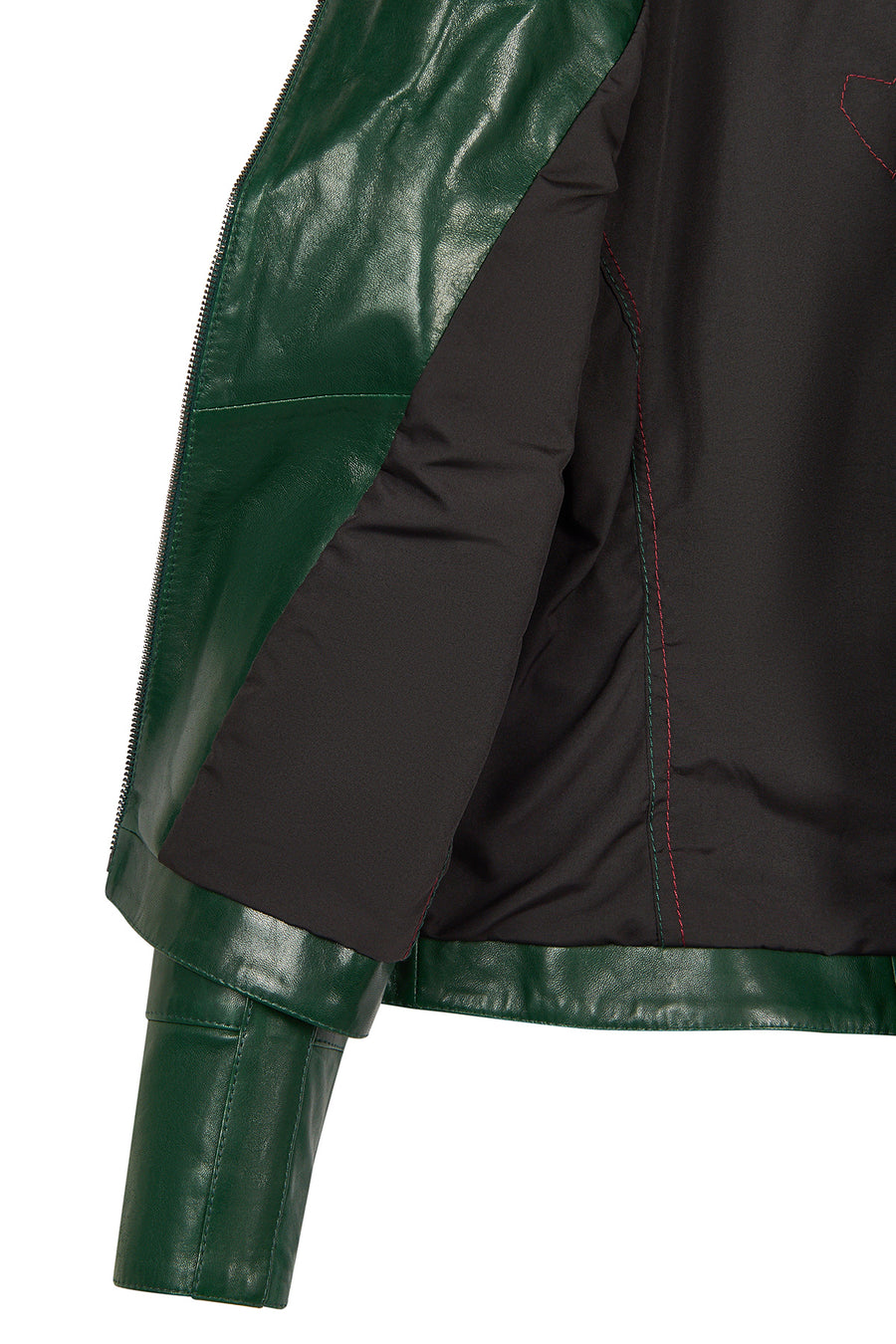 Roma Woman Green Short Biker Leather Jacket