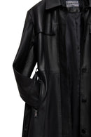 Betina Women's Black Shirt Collar Leather Overcoat | Derimod