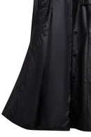 Betina Women's Black Shirt Collar Leather Overcoat | Derimod