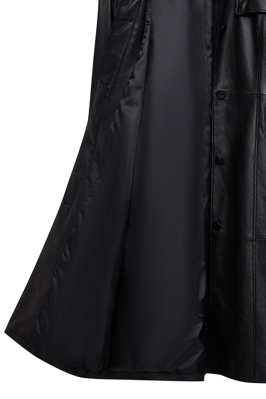 Betina Women's Black Shirt Collar Leather Overcoat