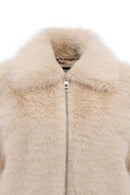 Dallas Women's Beige Shirt Collar Teddy Coat | Derimod
