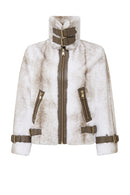 Anabel Women's White Teddy Leather Jacket | Derimod