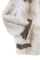 Anabel Women's White Teddy Leather Jacket | Derimod