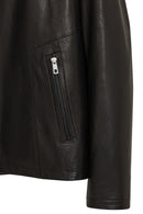 Insignia Men's Black Mandarin Collar Leather Jacket | Derimod
