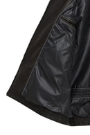 Insignia Men's Black Mandarin Collar Leather Jacket | Derimod