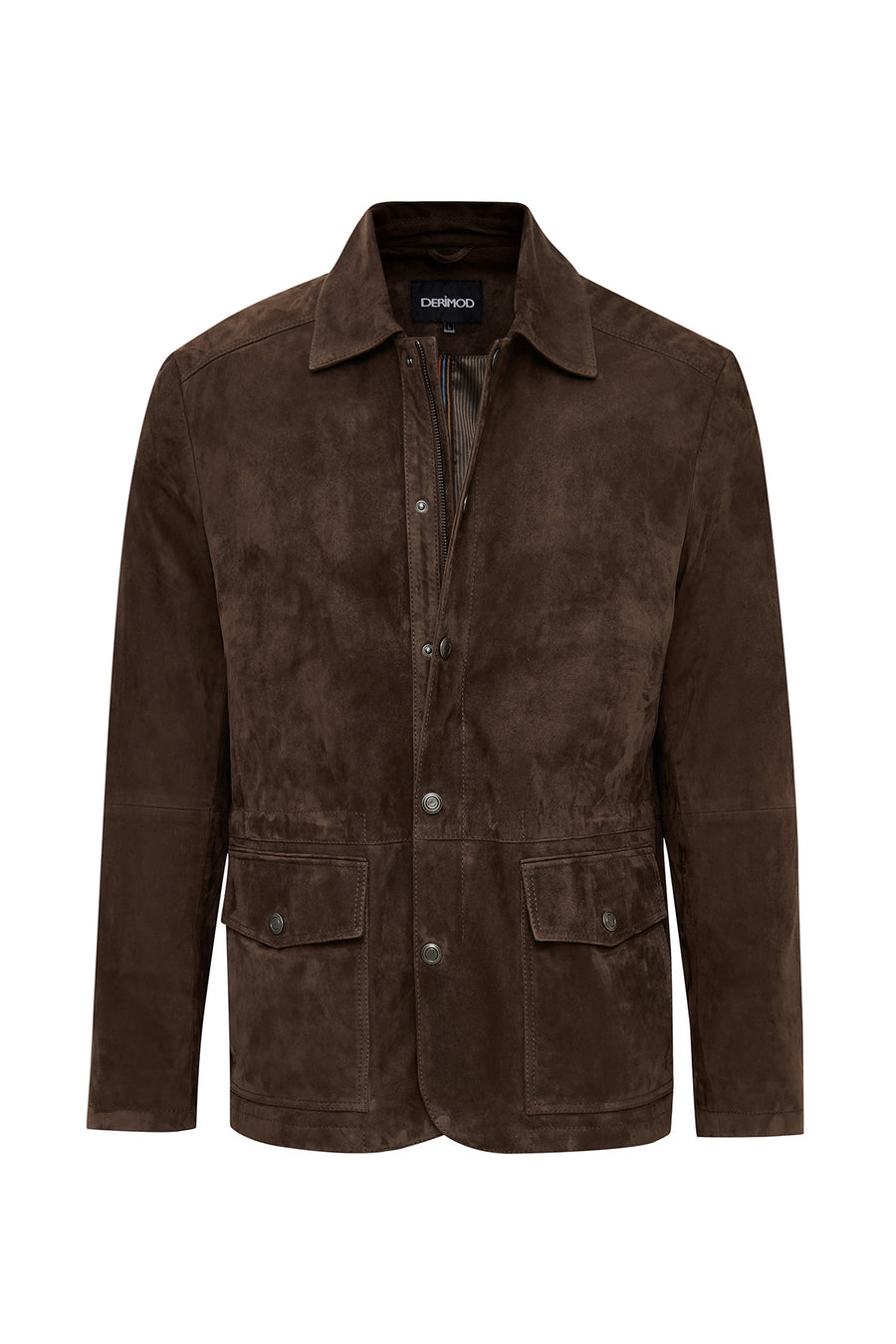 Salah Men's Tan Shirt Collar Suede Leather Jacket
