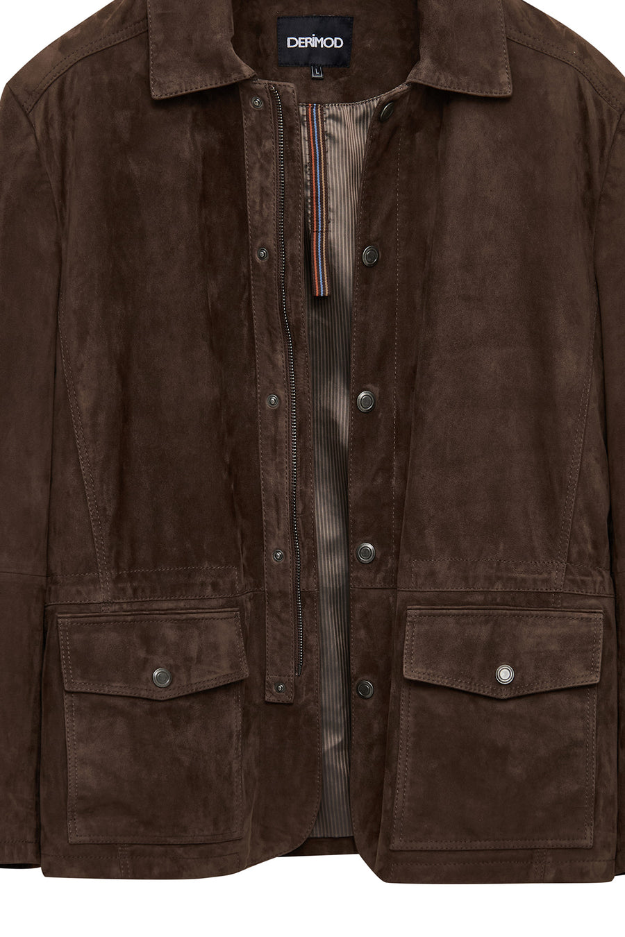 Salah Men's Tan Shirt Collar Suede Leather Jacket