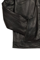 Laporte Male Black Mandarin Collar Leather Jacket | Derimod