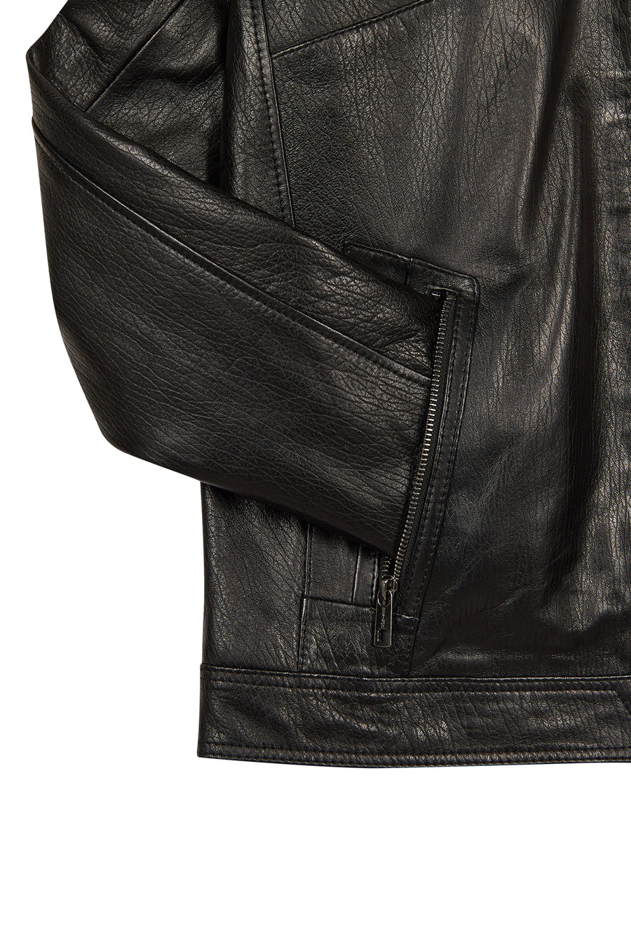Laporte Male Black Mandarin Collar Leather Jacket