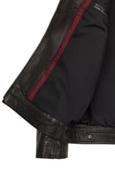 Laporte Male Black Mandarin Collar Leather Jacket | Derimod