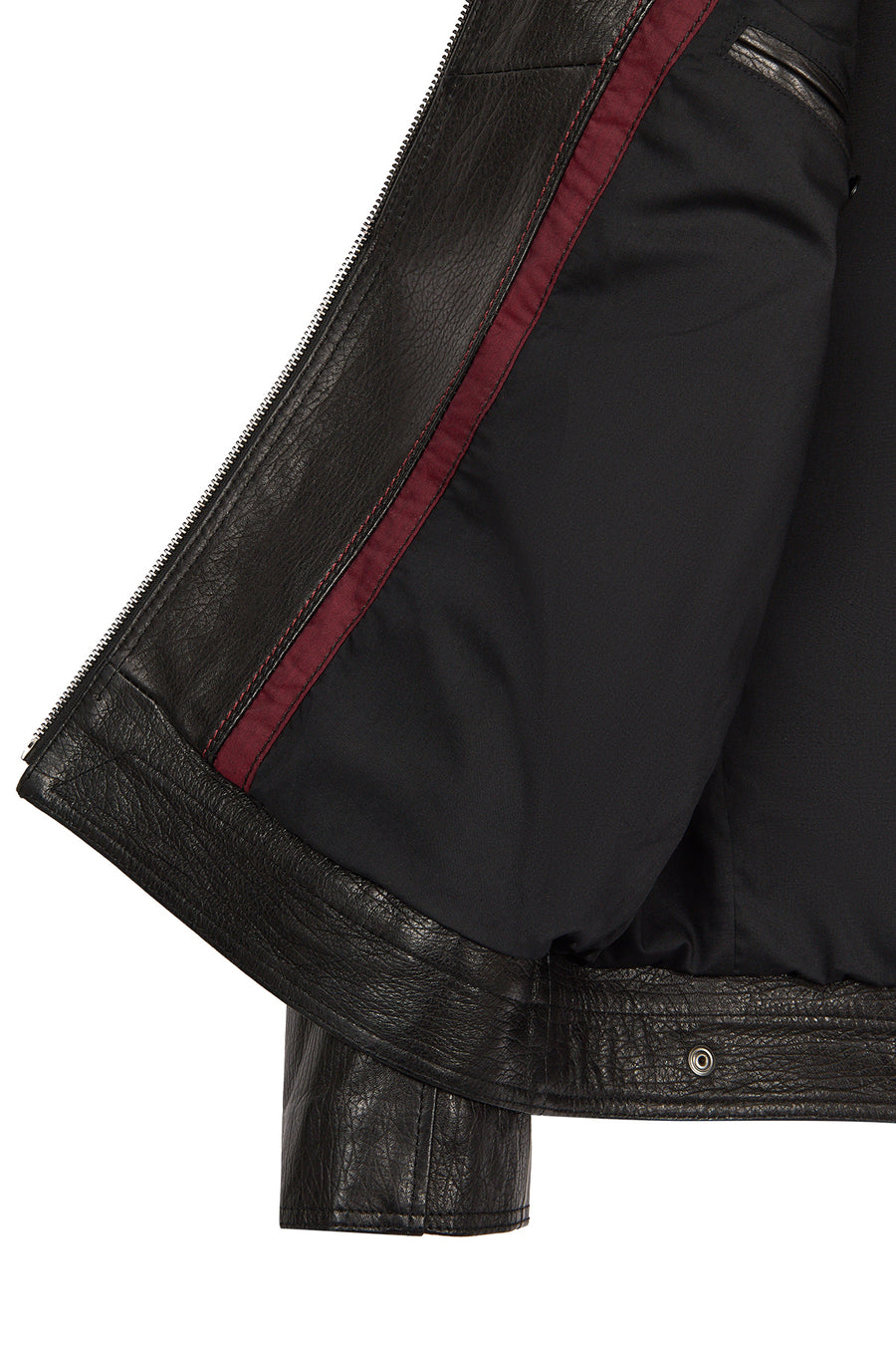 Laporte Male Black Mandarin Collar Leather Jacket
