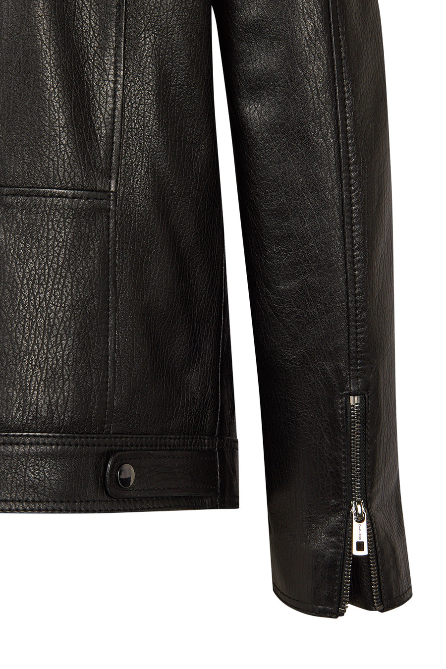 Laporte Male Black Mandarin Collar Leather Jacket