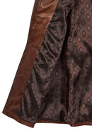 Rhoda(Plus) Woman Brown Loose-Fit Fur-Collar Leather Coat | Derimod