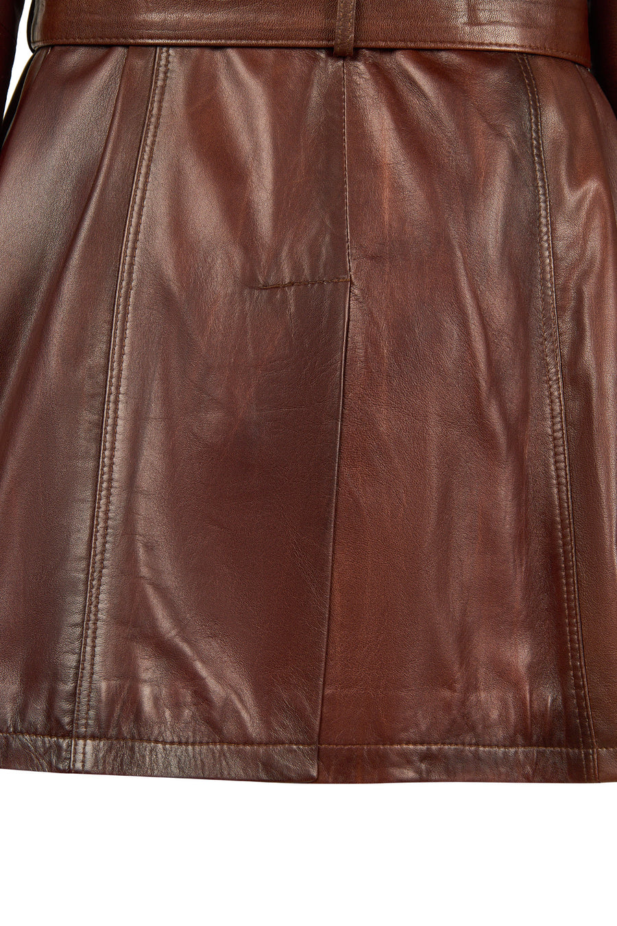 Rhoda(Plus) Woman Brown Loose-Fit Fur-Collar Leather Coat