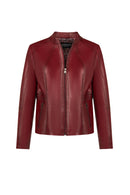 Lydia(Plus) Woman Red Wide-Fit Leather Jacket | Derimod