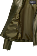 Amy Women's Green Lapel Leather Jacket | Derimod