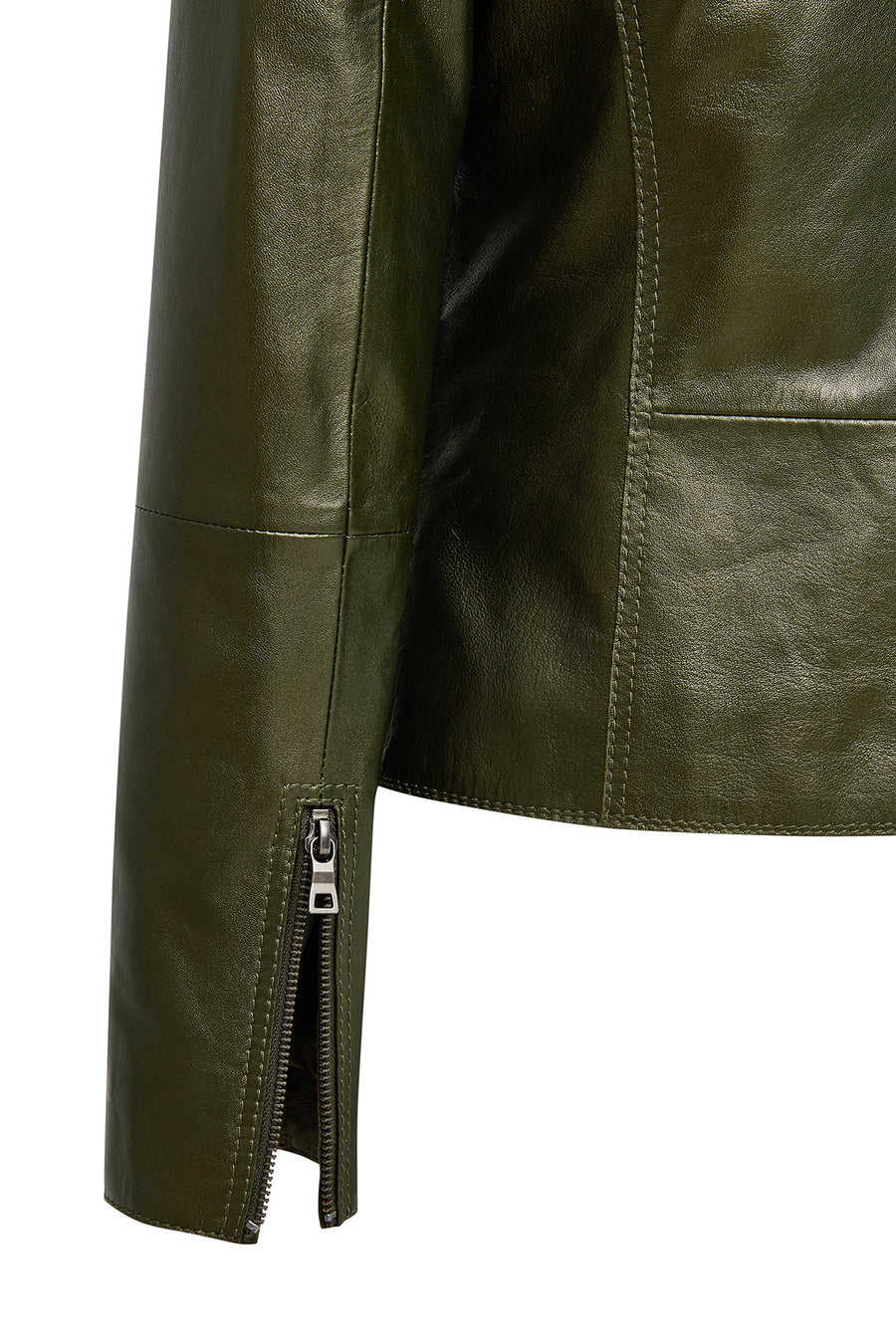 Amy Women's Green Lapel Leather Jacket